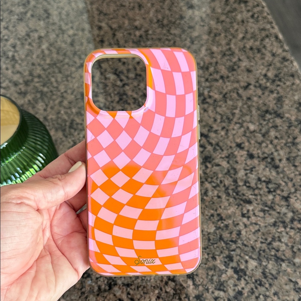 Sonix Pink and Orange Checker Swirl Phone Case